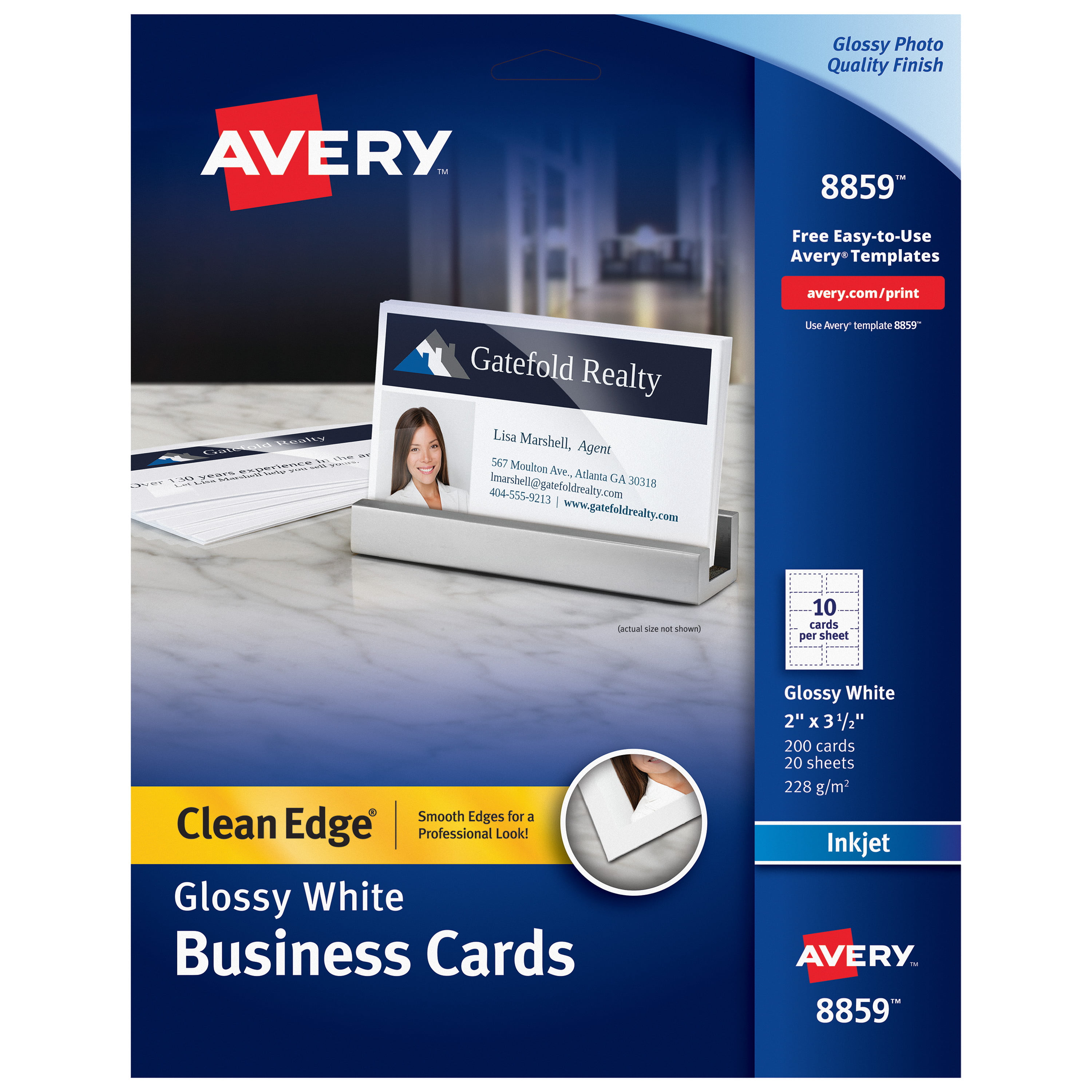 Avery Clean Edge Business Cards, TwoSide Printable, Glossy/Matte Back