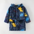 thumbnail image 2 of Toddler Baby Girls Boys Pajamas Kids Cartoon Bathrobes Hooded Warm Flannel Night Robe Sleepwear Size 6-7T, 2 of 7