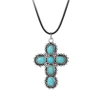 Osdhezcn Vintage Turquoise Cross Pendant Necklace Party Jewelry Clavicle Chain Necklace