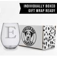 thumbnail image 6 of Monogram Etched 17oz Stemless Wine Glass (Letter E) A-Z Personalized gifts for Women, Custom wine glasses, Monogrammed Birthday gift for Her Initial, 6 of 6