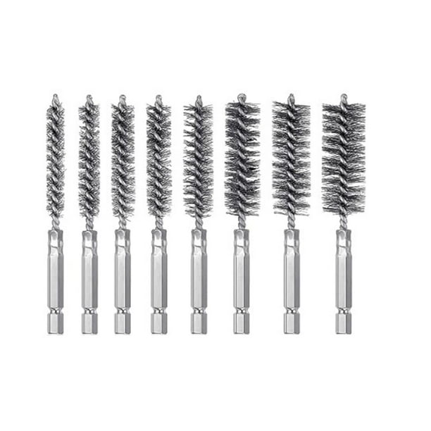 Juego de cepillos para limpieza de tuberías, cepillos metálicos para tubos de perforación, para limpiar agujeros. 8 piezas