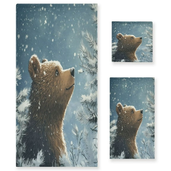 Three-Piece Towel Set Face Towel Towel Set Hand Towel Bath Towel Cotton Bath Towels Bath Towel Sets Hand Bath Towels Christmas Tree and Bear