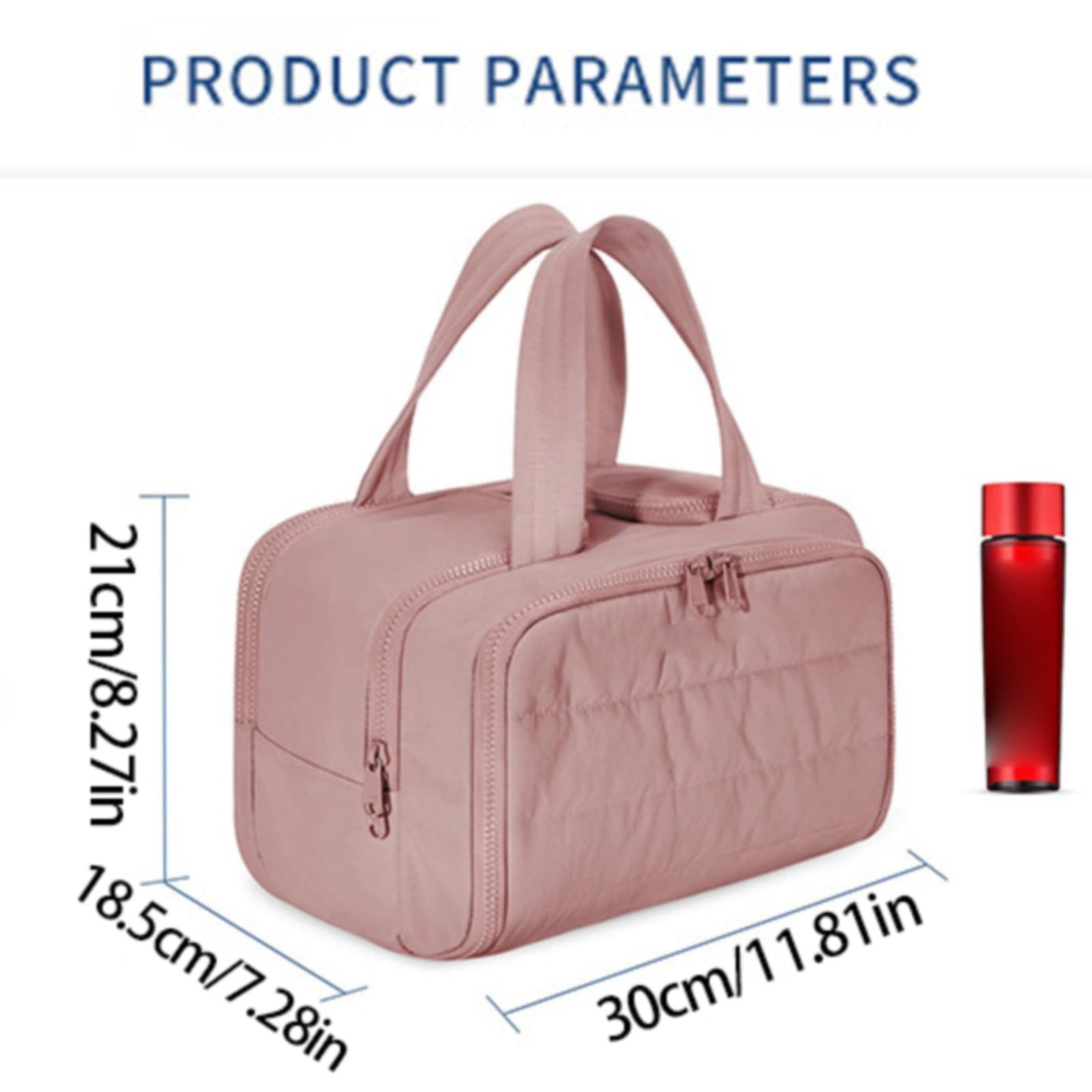 Travel Toiletry Bag, Lightweight Large Wide-open Travel Bag for Women, Puffy Cosmetic Makeup Bag Organizer with Handle for Accessories,Essentials, Toiletries-Rose Gold