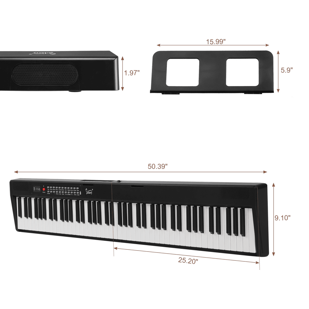 Tcbosik 88 Key Semi-Weighted Folding Digital Piano with Bag and Headphone, Electronic Keyboard with MIDI Bluetooth for Adult, Black