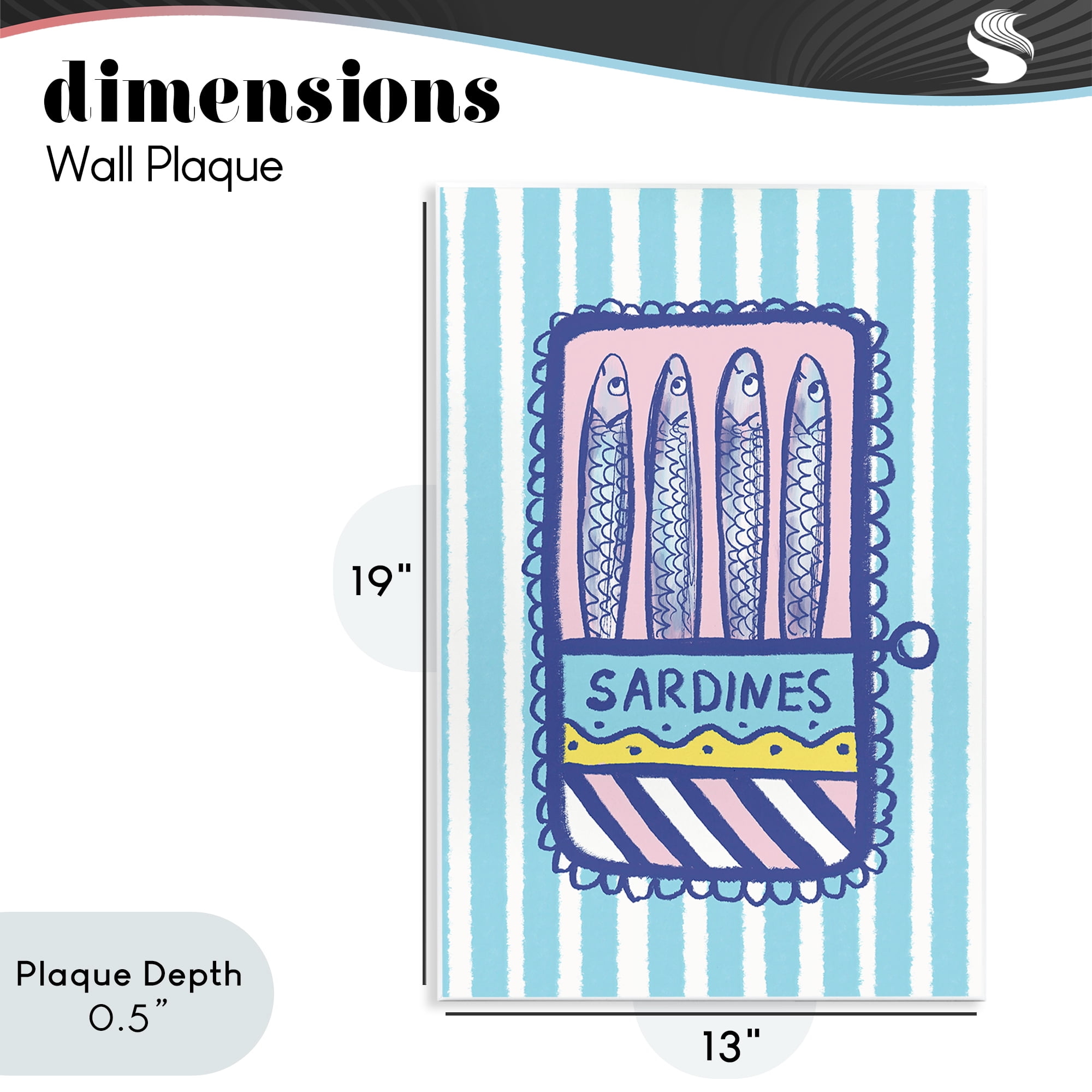 Stupell Industries Pastel & Stripes Sardines Wall Plaque Art, design by Florentina Dolci