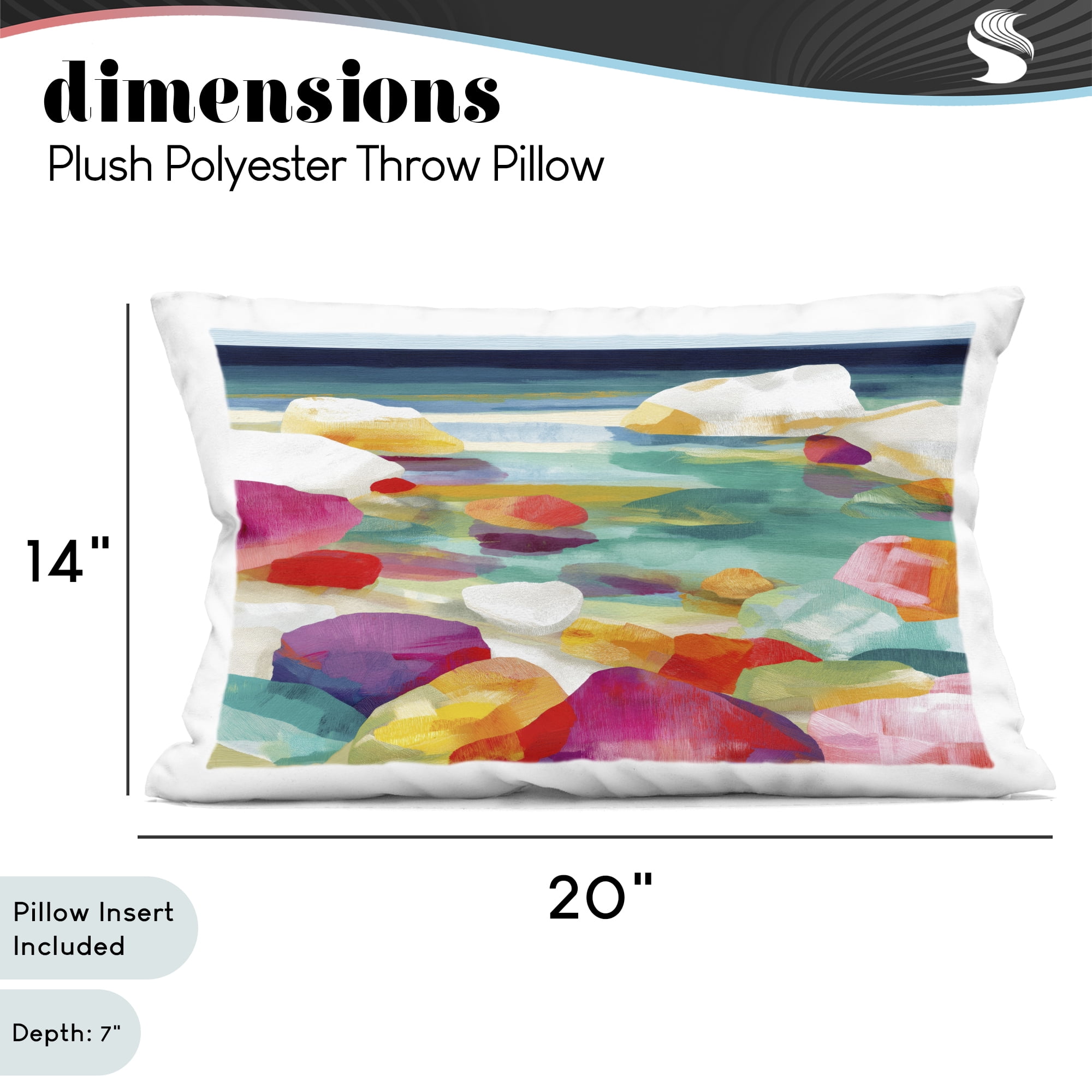 Stupell Industries Vivid Stones By The Shore Decorative Printed Throw Pillow, design by Chromatic Storm Studio, 14 x 7 x 20