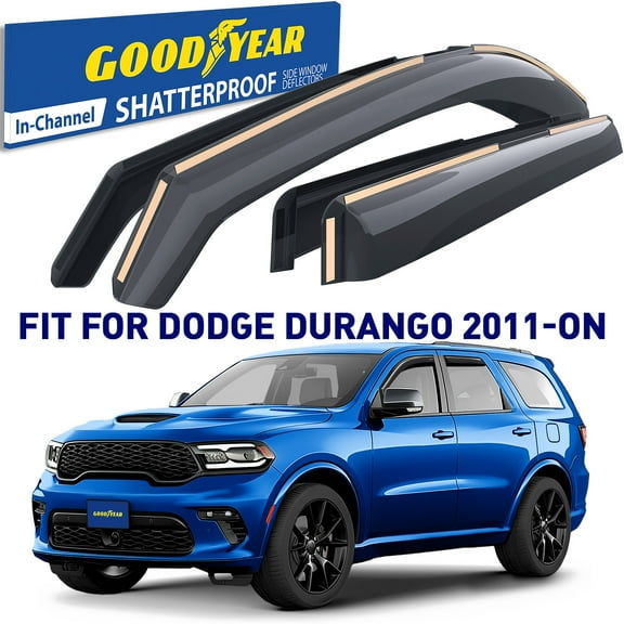 Goodyear Shatterproof In-Channel Window Deflectors for Dodge Durango 2011-2026, Rain Guards, Window Visors for Cars, Vent Deflector, Car Accessories, 4 pcs - GY008116
