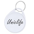 thumbnail image 1 of Uniclife 1.5 Inch Tough Plastic Key Tags Sturdy Round White Item Identifiers with Blank Paper Label Stickers and Split Rings, 100 Pack, 1 of 2