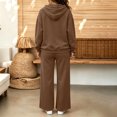 thumbnail image 5 of Szluipve 2 Piece Sets for Women Full Zip‑Up Hoodie 2 Piece Tracksuit Set Drawstring Zip Hooded Jacket & Elastic Waist Wide Leg Pants Casual Loungewear Outfit with Side Pockets Brown L, 5 of 6