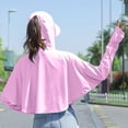 thumbnail image 4 of Alkepwun Womens Jacket Solid Color Batwing Long-Sleeve Lightweight Breathable Ice Silk Hooded Sun Protection Jacket Outdoor Cycling Thumb Holes Coat with Brim and Mask, 4 of 7