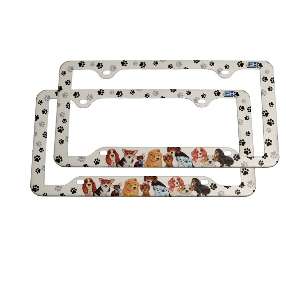 FantasHome 2 Pack Stainless Metal Car License Plate Frame Cover, US Standard Size (Flag)
