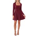 thumbnail image 1 of VESTIDO DE FIESTA BRILLANTE DE CUELLO CUADRADO CHIC INSPIRADOR PARA MUJERES, VESTIDO DE CÓCTEL DE MANGA LARGA, VESTIDO DE NOCHE EN A XL ROJO, 1 of 6