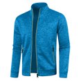 thumbnail image 4 of Mens Zip Up Sweatshirt Without Hood Fall Fashion Jackets Zipper Mock Neck Coat Casual Long Sleeve Top With Pockets, XL, 4 of 7