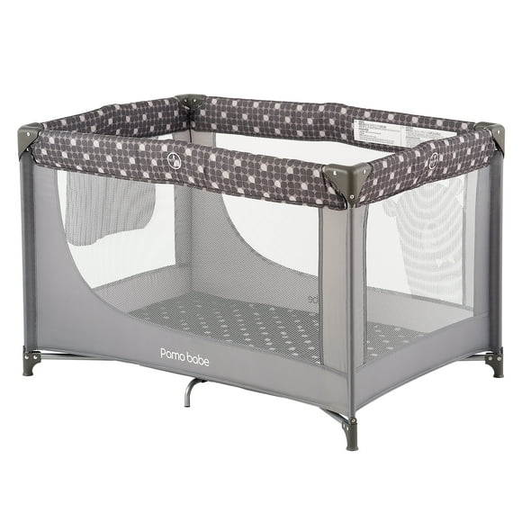 Pamo Babe Infant Playard, Sturdy Portable Playpen with Mattress, ​Carry Bag(Grey)