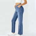 thumbnail image 4 of Paiwinds Women's Fashion Solid Color Elastic Waist Pants with Pockets, High Rise, Skinny Fit Straight Leg Trousers, Faux Denim Look, Stretchy, Multiple Colors., 4 of 8