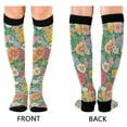thumbnail image 4 of FORMRS Womens Knee High Socks Casual Long Thick Travel Daily Wear, 2 Pairs, Floral Pattern, 4 of 6