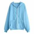 thumbnail image 4 of Fgnfyis Women Casual Solid Zip Up Hoodie Long Sleeve with Pocket Hooded Sweatshirt Top for Streetwear Blue XXL, 4 of 5