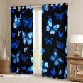 thumbnail image 5 of Manfei Dreamy Neon Butterfly Blackout Curtains Set of 2 (52x84 Each), Kawaii Black Blue Animal Window Curtains, Teens Girls Kids Female Curtains and Drapes, Window Curtains Decor, 5 of 6