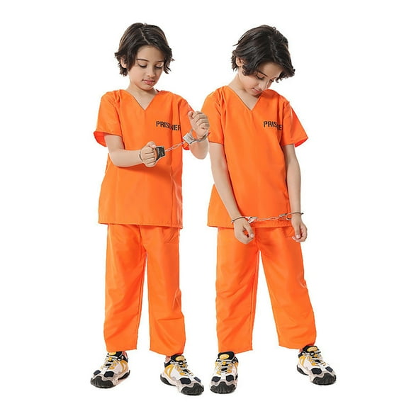 SXcggal One Prisoner Jumpsuit Adult Prison Orange Jail Pants Inmate Outfits Child Set Cute Cozy Stylish Boys Clothes Dailywear