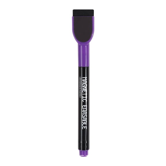 Ecohintz Whiteboard Markers (12 Count) - Colorful Fine Tip Markers with Eraser, Low Odor, for Calendar Boards & Dry Erase Surfaces, Assorted Colors, for Office Use, Dry Erase Pens with Eraser, Purple