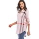 thumbnail image 4 of Mujer Roll-Up 3/4 manga camisa a cuadros túnica cuello en V Casual pulóver blusas Tops Xemadio WMZY-349-7, 4 of 7