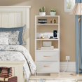 thumbnail image 5 of Night Stand, Tall Bed Nightstand with 4-Tier Shelves, 2 PU Fabric Drawers and Light Tube, Bed Side Tables with Charging Station, Bedside Table for Bedroom, White, 5 of 12