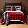 thumbnail image 1 of Carstens Lumberjack Red Plaid Plush Bedding Set, King, 1 of 4