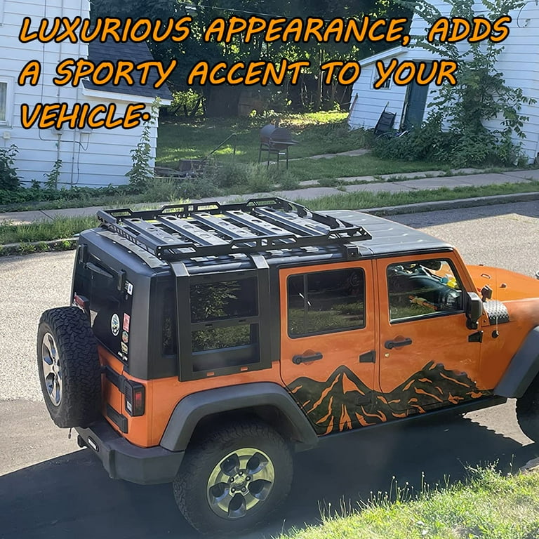 Kojem Roof Rack for 2007-2018 Jeep Wrangler JK w/ 2 Ladders Hard Top Cargo  Basket Luggage Carrier Heavy Duty Steel 