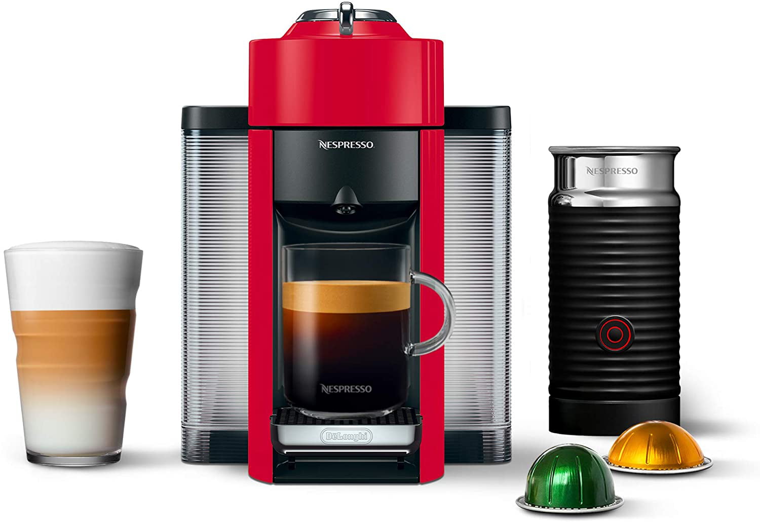 Nespresso Vertuo Next Coffee and Espresso Machine with Aeroccino Bundle with 14oz Pour Over Coffee Maker Set 2 Items 
