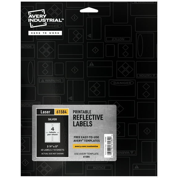 Avery Reflective Labels, 3.5" x 5", Silver, 40 Labels (61584)