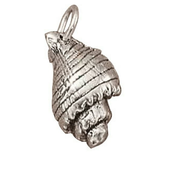 Sterling Silver 16" 1.2mm Box Chain Conch Mollusk Shell Pendant Necklace