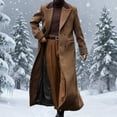 thumbnail image 2 of Man's Wool Blend Trench Coat Double Breasted Full Length Casual Notch Lapel Long Jacket Winter Peacoat (M, Brown), 2 of 6