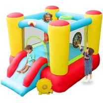 WELLFUNTIME Inflatable Bounce House with Blower Kids Slide Bouncer Jumping Castle for Indoor Outdoor