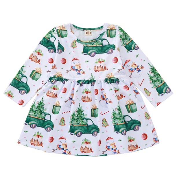 Younger Tree Younger Tree Toddler Baby Girl Santa Xmas A Line Dress Truck Print Skirt Outfits Walmart Com Walmart Com