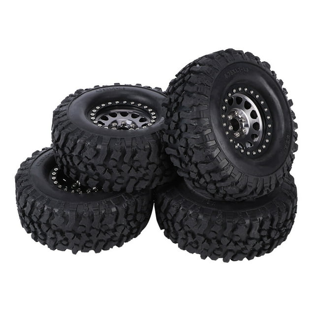 RC Vehicle & Tires, RC Car Tires 4pcs RC Universal Crawler Rubber Tire Metal Wheel Hub RC Car Accessory RC Vehicle and Tire Sets with Strong Damping