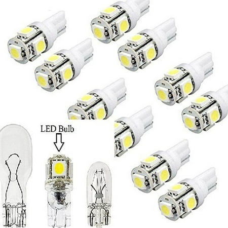 LED Replacements for Malibu Landscape Light 5 Led/smd Per Bulb 194 T10 T5 Wedge Base Cool White(10