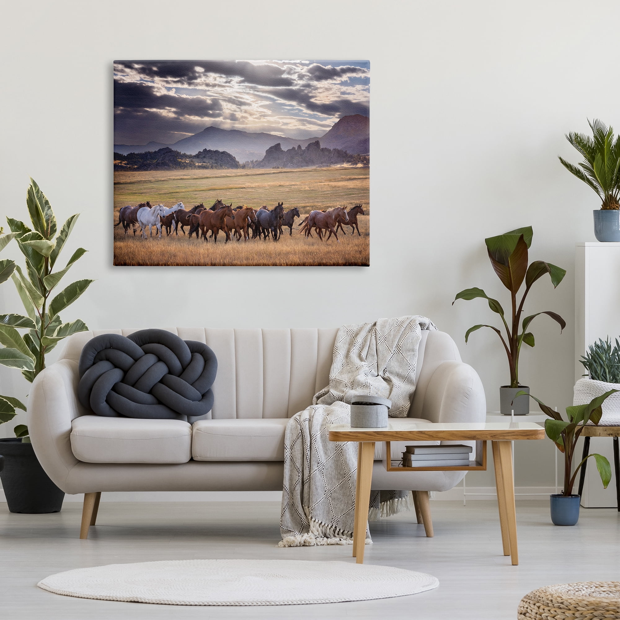 Stupell Industries Galloping Horses Cloudy Mountains Landscape Photography Gallery Wrapped Canvas Art Print Wall Art, 48 x 36