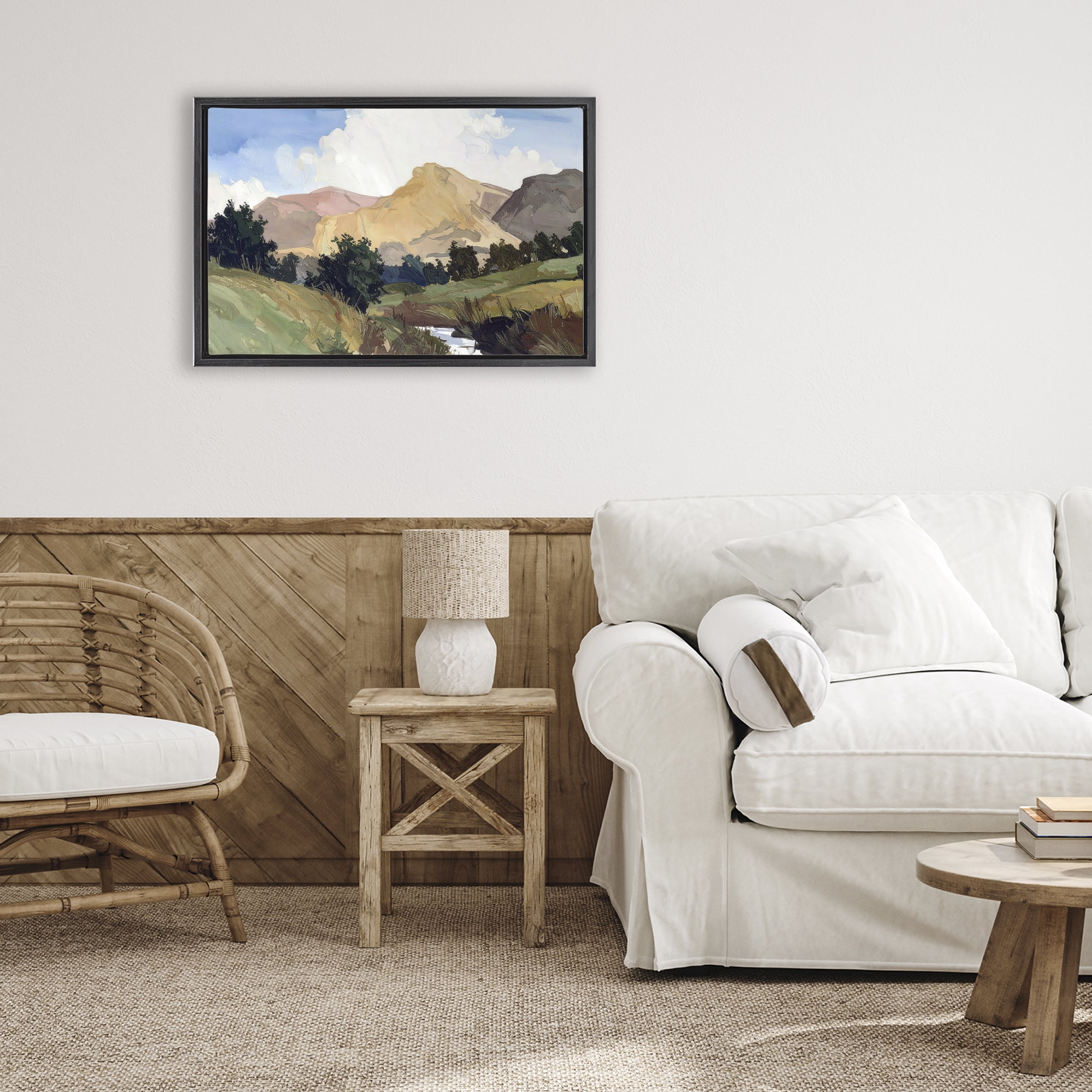 Stupell Industries River Mountain Divide Black Framed Floater Canvas Wall Art, design by Alonza Saunders