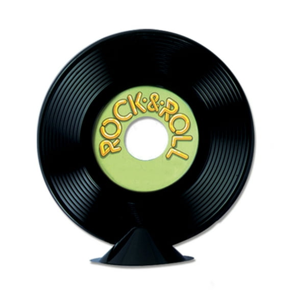 Party Central Club Pack of 12 Black and Green Vintage Style Rock 'N Roll Record Table Centerpieces