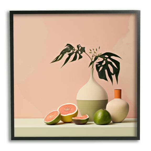 Stupell Industries Soft Citrus Still Life Botanical & Floral Painting Black Framed Art Print Wall Art, 12 x 12