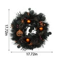 thumbnail image 3 of BNNG 17.7 inch Artificial Boo-Tiful Halloween Wreath,Halloween Wreath for Front Door With Spider, Pumpkins Decor - Artificial Wreath With Lights for Window Wall Party Holiday, 3 of 6