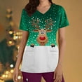 thumbnail image 1 of LSLJS Christmas Blouse de Noël à Manches Courtes Col en V avec Poches Imprimées pour Femmes, Scrub Tops, 1 of 5