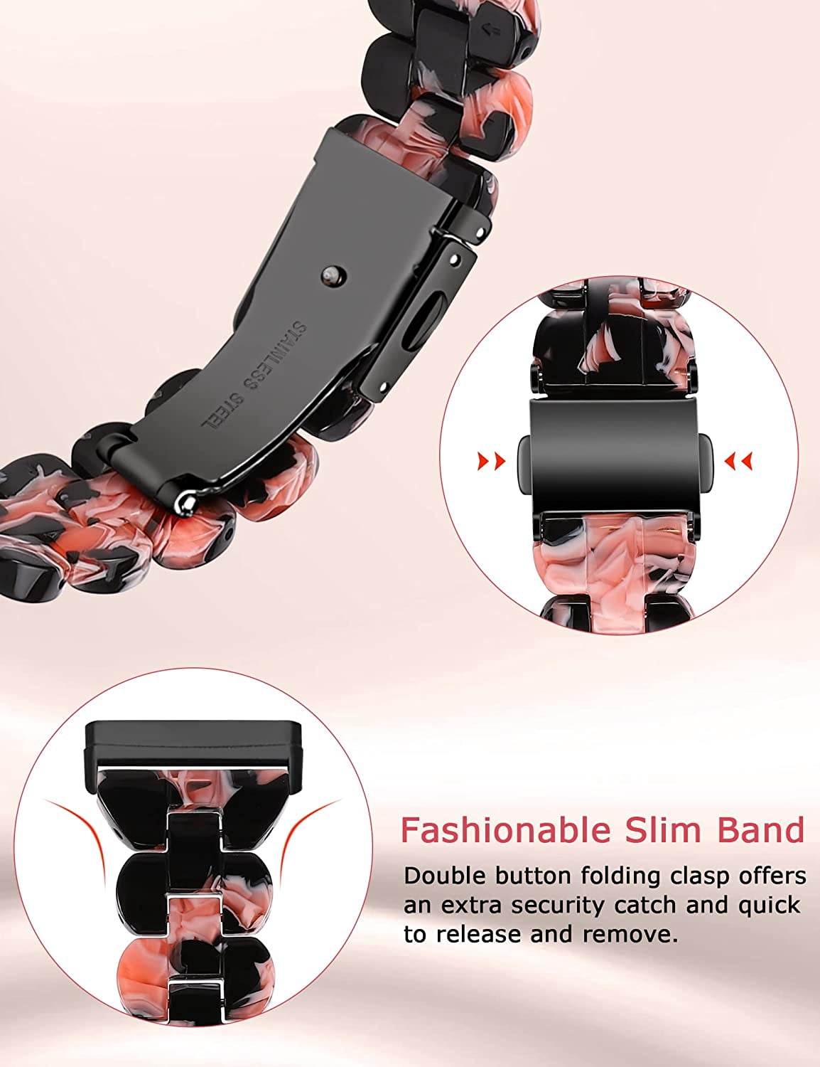 TOYOUTHS Slim Resin Bands Compatible with Fitbit Sense Bands Women, Lightweight Thin Sense Watch Bands for Fitbit Versa 3 Wristbands