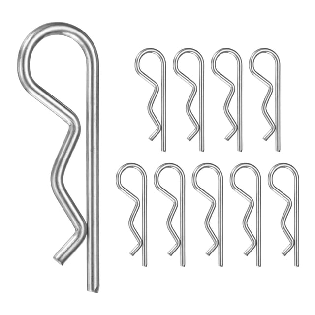 Uxcell Lot de 10 Goupilles en Forme de R, M4x80mm Goupilles en Acier Inoxydable Matériel Ressort R Clips Rétention Lourde