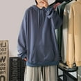 thumbnail image 5 of Men's Basic Solid Oversize Pullover Hoodie Thermal Hooded Sweatshirt Plus Size Fuzzy Sweatshirt Outwear with Pocket, 5 of 5