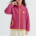 thumbnail image 1 of Blusa y camisa de cuello alto de manga larga para niños y niñas, sudadera con capucha y bolsillo con cremallera y cuello alto abrigado, de terciopelo granulado, moderna y cálida, para niñas., 1 of 6