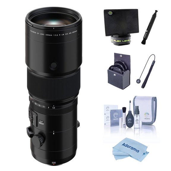 Fujifilm Fujinon GF 500mm f/5.6 R LM OIS WR Lens, Bundle with 95mm Filter Kit, Lens Shade, Lens Cleaner, Cleaning Kit, Lens Cap Tether and Cleaning Cloth