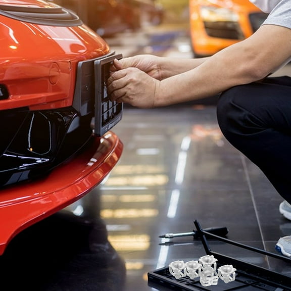 DINHEAROM Car License Plate Screws 10Pcs in Silver for Secure License Plate Fixing Accessories