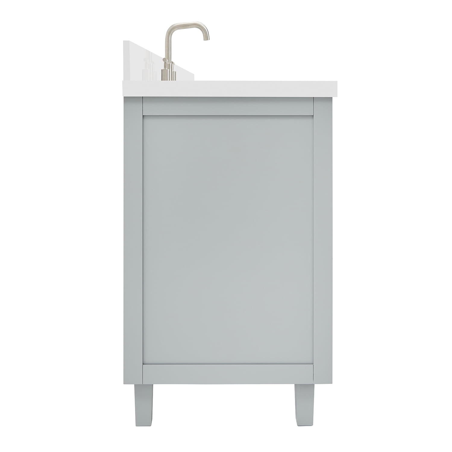 ARIEL Monroe 61 Inch Single Rectangle Sink Bathroom Vanity With Pure White Quartz Countertop 1.5 Inch Edge In Grey