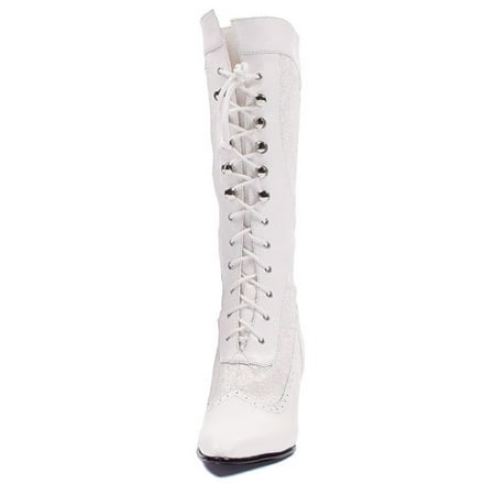 Womens Zip Knee High Boots - White Footwear